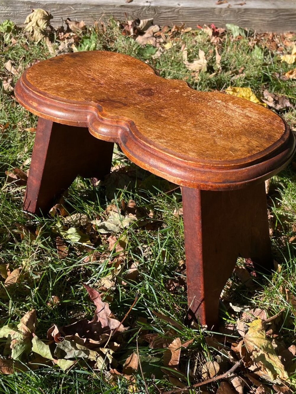 Antique Kidney Shaped Walnut Foot Stool